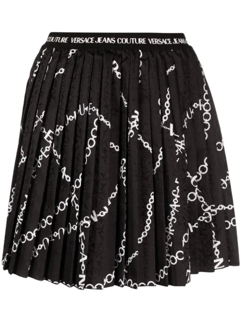 Versace Jeans Couture chain-link print pleated skirt Black 75HAE820NS282