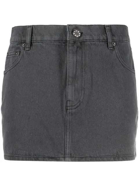 ROTATE BIRGER CHRISTENSEN logo-patch denim skirt Grey 1114782098