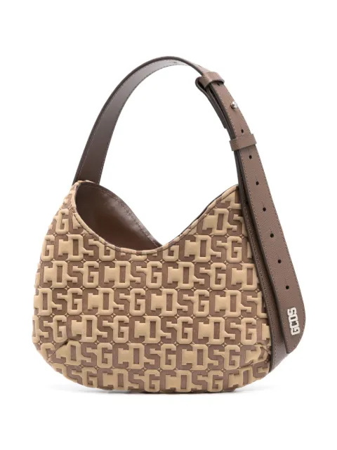 GCDS Comma monogram-embossed small shoulder bag Brown FW23U500378