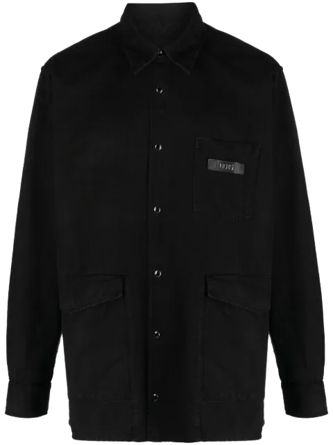 GCDS logo-patch cotton shirt Black CC94M230539