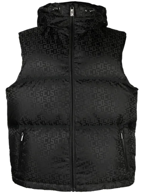 GCDS logo-monogrammed hodded gilet Black FW23M840202