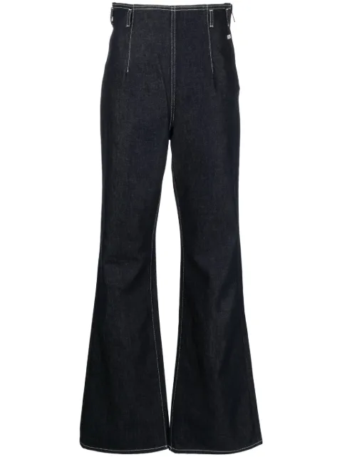 GCDS contrast-stitching high-rise flared jeans Blue FW23W350218