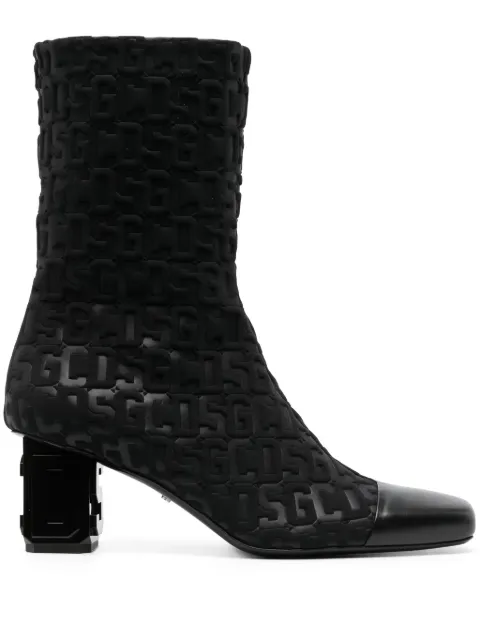 GCDS 75mm monogram-pattern ankle boots Black FW23W450125