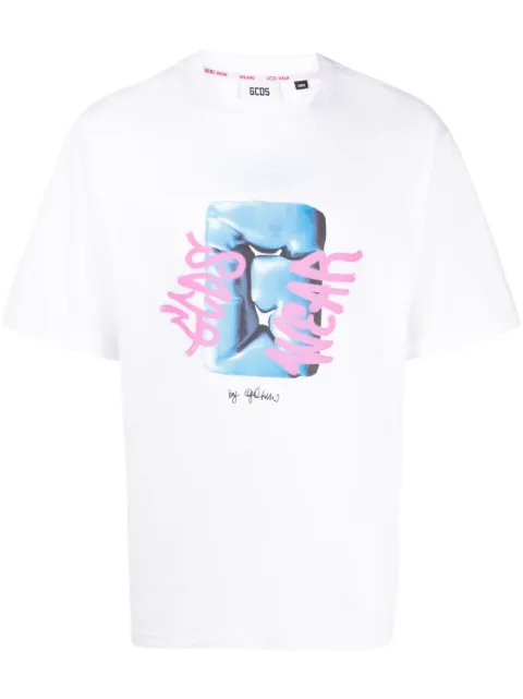 GCDS logo-print cotton T-shirt White FW23M130672