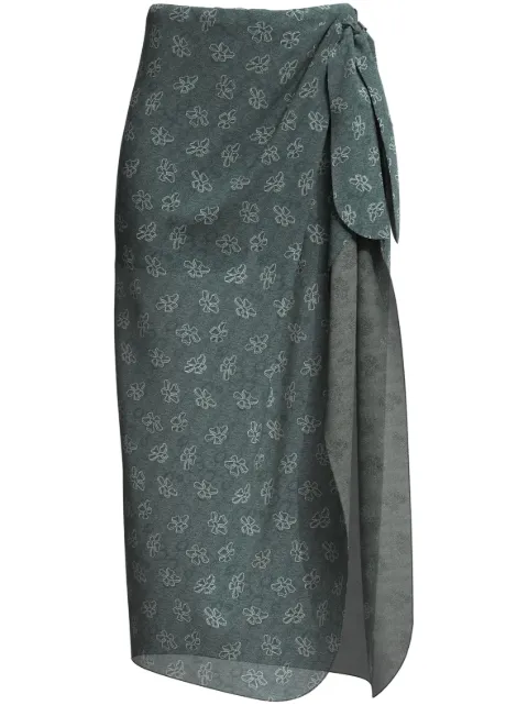 Maccapani floral-print tie-fastening skirt Green 23IM2M0C0204743