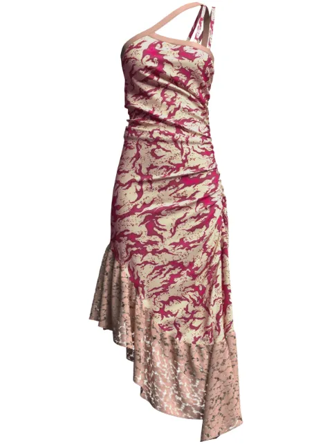 Maccapani Albi asymmetric ruched midi dress Neutrals 23IM2M0H030