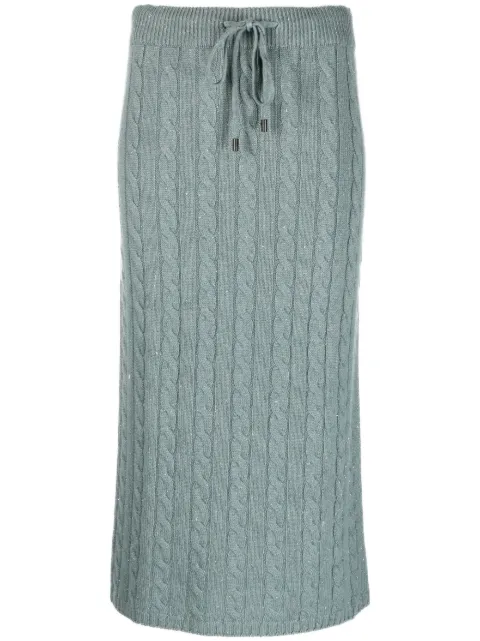 Peserico cable-knit mid skirt Green S95016F0709095