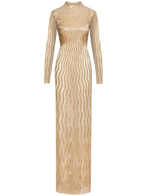 Oscar de la Renta sequinned-wave tulle gown Gold 23FE017TULGOL