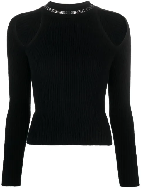 GCDS rhinestone-embellished knitted top Black FW23W380164