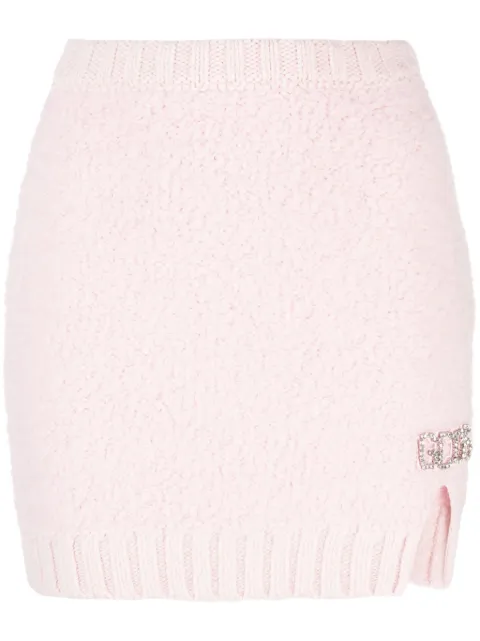 GCDS Hairy logo-plaque miniskirt Pink FW23W660157