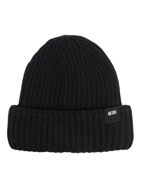 GCDS Giuly logo-patch beanie Black FW23U870504