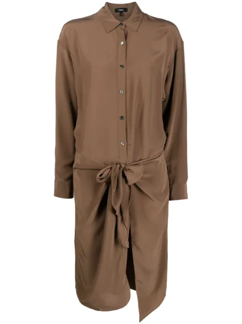 Theory Sarong draped shirtdress Brown N0506612