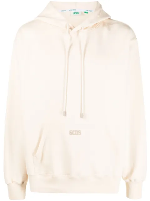 GCDS logo-detail drawstring hoodie Neutrals CC94M100105