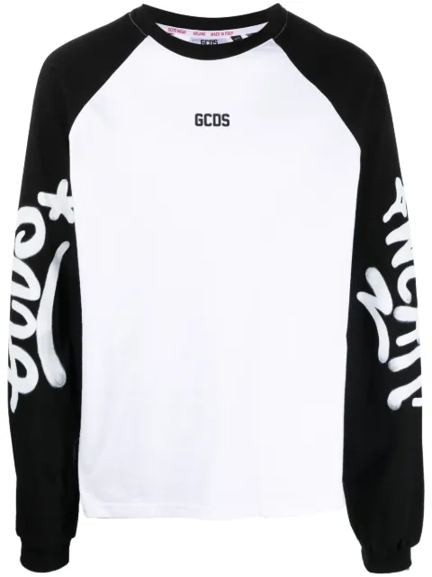GCDS graffiti-logo long-sleeve T-shirt White FW23M110121