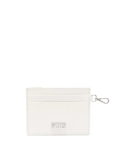 GCDS Comma logo-plaque leather cardholder White FW23U540390