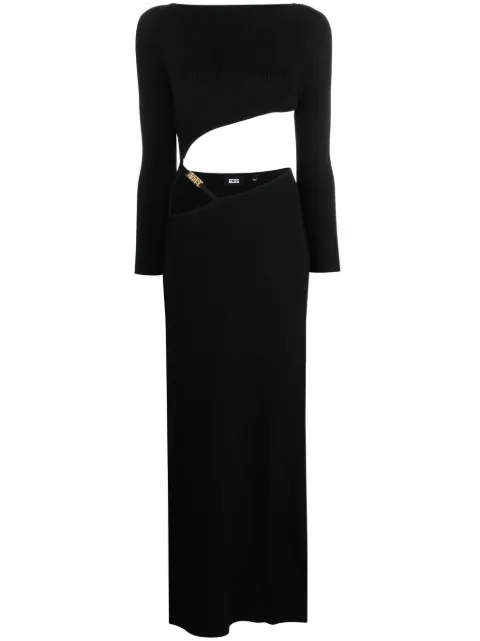 GCDS asymmetric ribbed-knit dress Black FW23W670011