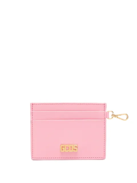 GCDS Comma logo-plaque leather cardholder Pink FW23U540390