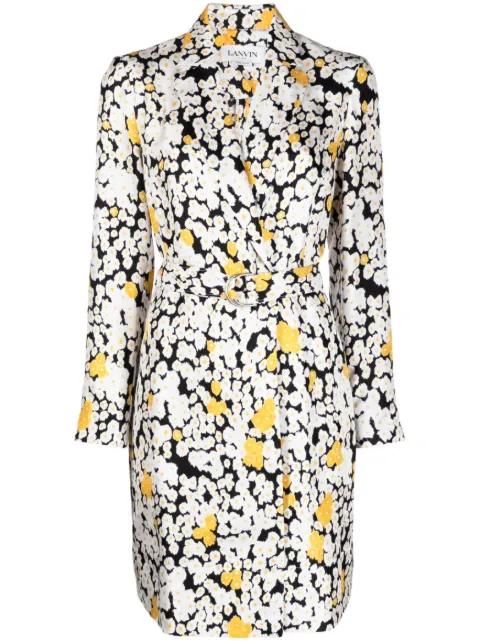Lanvin floral-print belted wrap dress White RWDR00135762A23