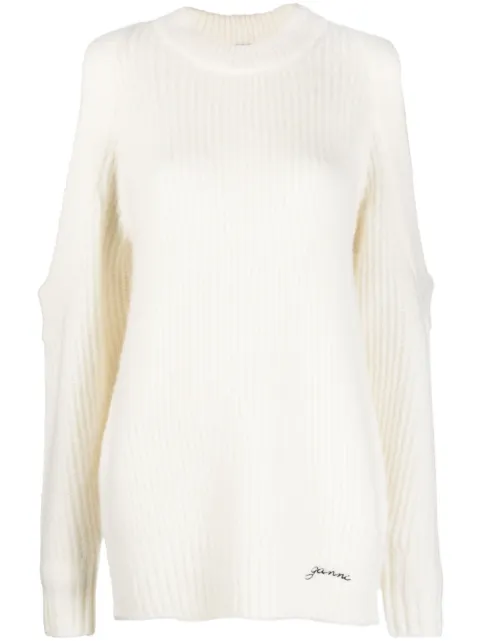 GANNI cold-shoulder jumper White K1925