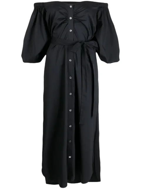 STAUD Reese off-shoulder stretch-cotton dress Black 907942