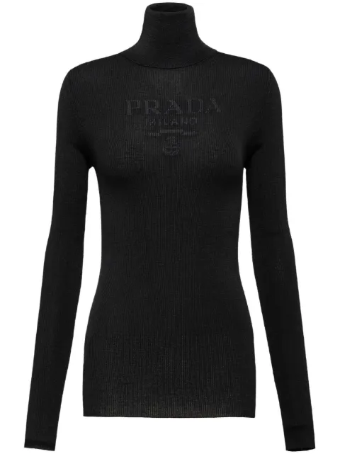 Prada logo-intarsia turtleneck sweater Black P26445S23211C8