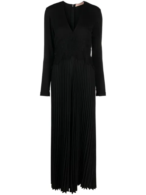 TWINSET lace-panel pleated jumpsuit Black 232TP2590