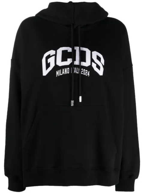GCDS Lounge Logo cotton hoodie Black FW23M100681