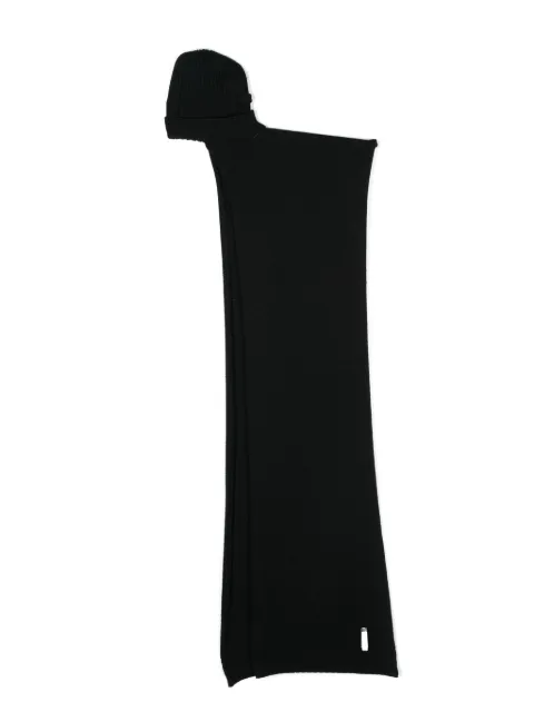 Jean Paul Gaultier Pre-Owned 1990s logo-plaque detail virgin wool scarf Black JPGA350DD