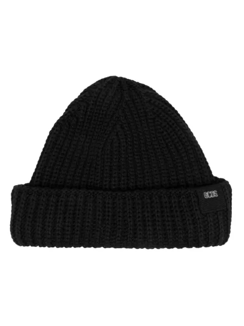 GCDS logo-patch ribbed beanie Black A1OU5805KC5