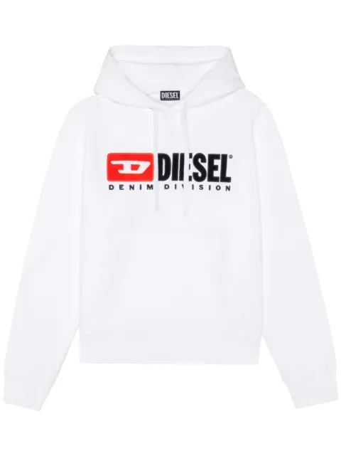Diesel S-Ginn-Hood-Div logo-appliqué hoodie White A037570GEAD