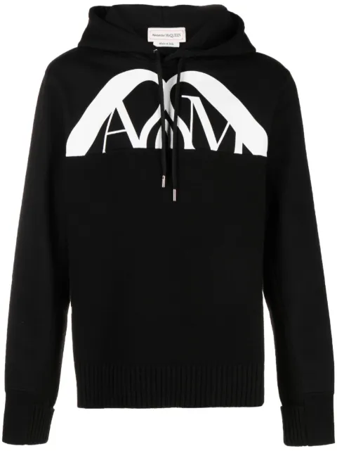 Alexander McQueen logo-print cotton hoodie Black 760764Q1XIL