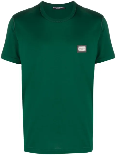 Dolce & Gabbana Cotton T-shirt with branded tag Green G8PT1TG7F2I
