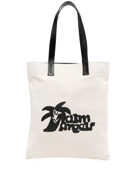 Palm Angels logo-print canvas tote bag Neutrals PMNA068E23FAB0080410