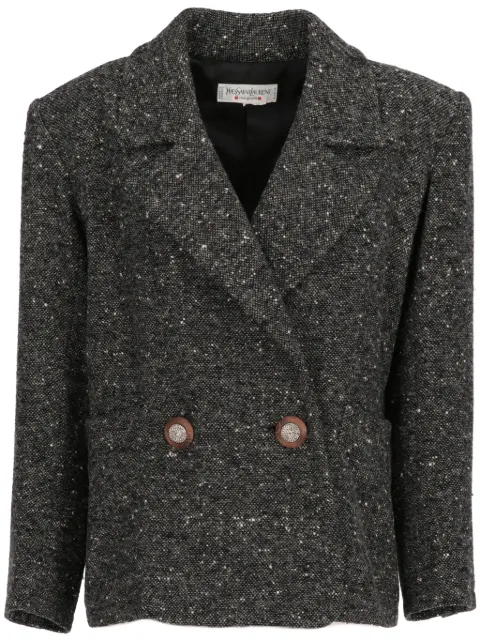 Saint Laurent Pre-Owned 1980 marbled wool jacket Grey SAI520BFA
