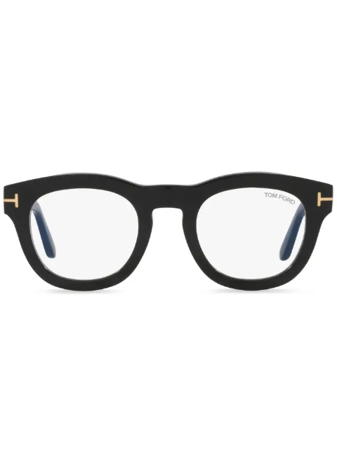 TOM FORD Eyewear logo-plaque square-frame glasses Black FT5873B
