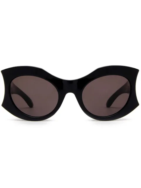Balenciaga Eyewear logo-plaque round-frame sunglasses Black BB0256S001