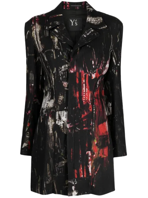 Y's graphic-print zipped blazer Black YJJ02205