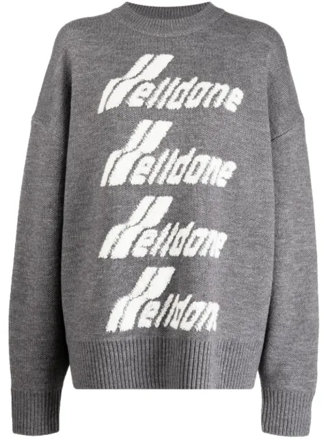 We11done Gray Pile intarsia-knit logo jumper Grey WDKO122666UGY