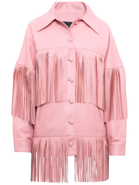 DANCASSAB Loretta fringed leather jacket Pink DCAT20MLORRSCFL