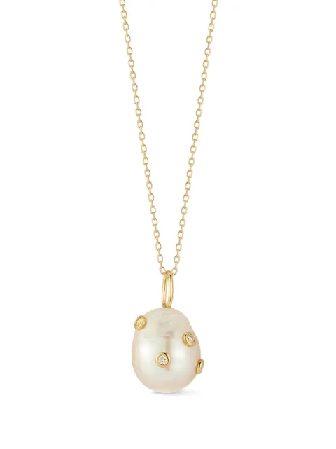 Mateo 14kt yellow gold baroque pearl and diamond necklace Gold GNKF2834PLWSAG