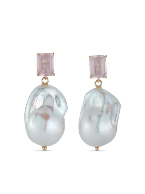 Mateo rose quartz and pearl drop earrings Pink EE3340RQ