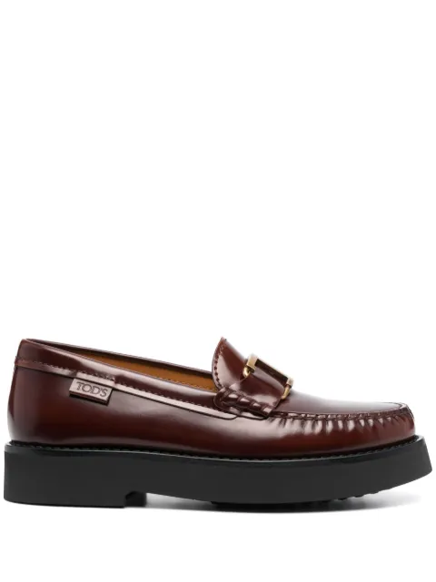 Tod's logo-buckle leather loafers Brown XXW54K0HN90SHA