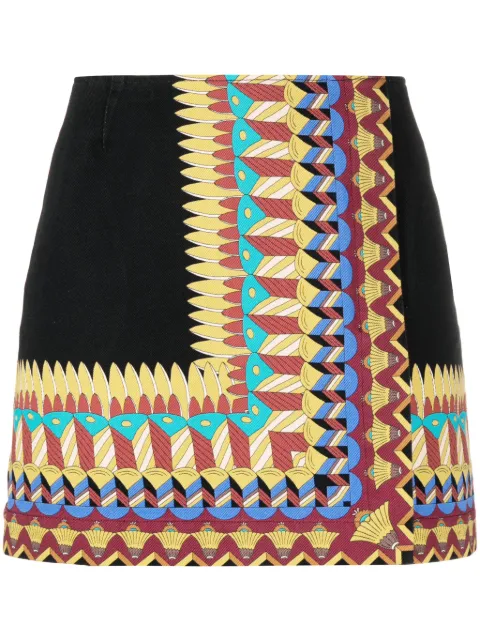 La DoubleJ geometric-print cotton-twill miniskirt Black SKI0092COT046DEL02BL01