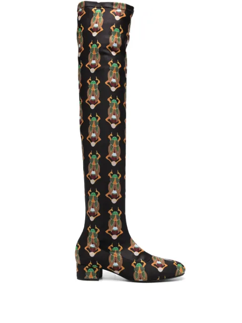 La DoubleJ Edie 40mm scarab-jacquard boots Black SHO0089LYC005SCA01BL01