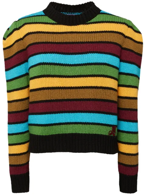 La DoubleJ stripe-pattern knitted jumper Green PUL0160KNI089VA187MU01