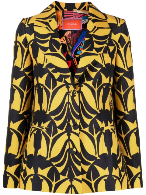 La DoubleJ 24/7 Papyrus-print cady blazer Yellow JAC0063CAD001PAY01YE05