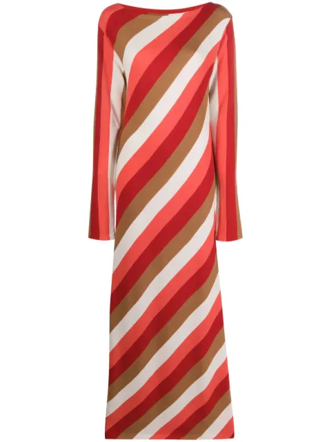 La DoubleJ Swing striped knit maxi dress Red DRE0393KNI050VA199MU01