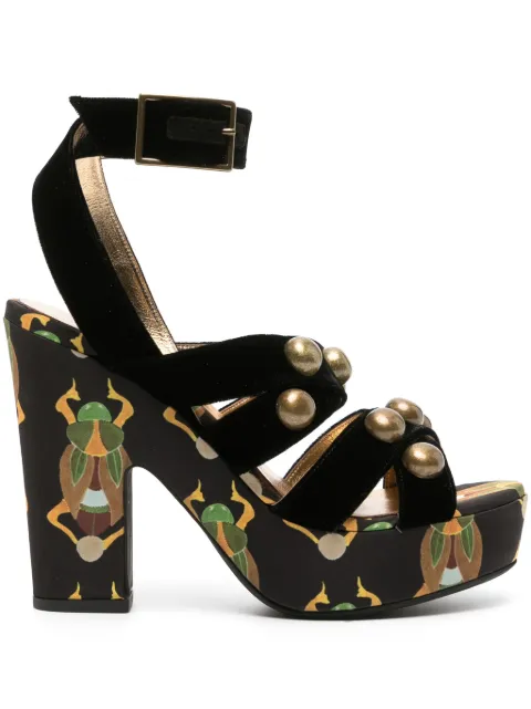 La DoubleJ 140mm Medal Wedge sandals Black SHO0085FAI001SCA01BL01