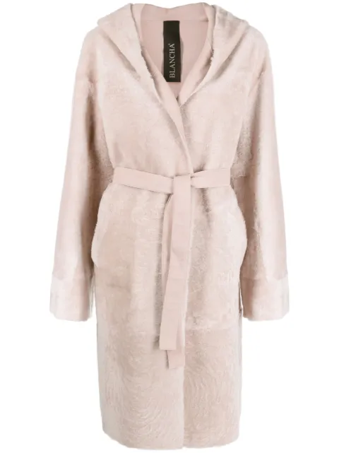 Blancha reversible belted shearling coat Pink 23069300