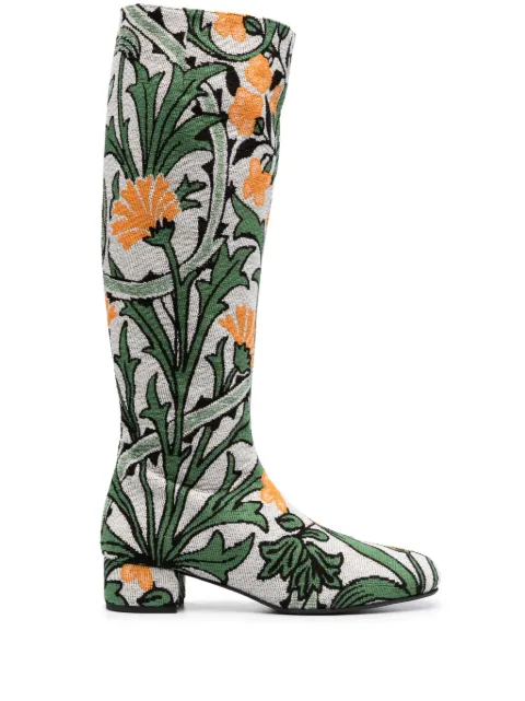 La DoubleJ Edie 40mm floral-jacquard boots Neutrals SHO0087JCQ057DEL01WH04